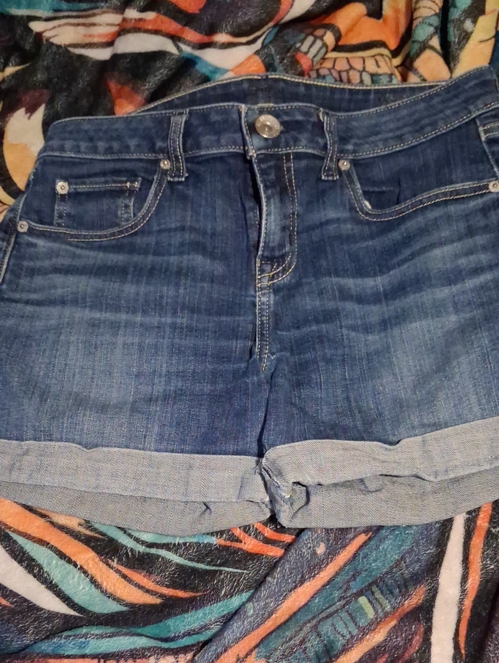 a.n.a Dark Blue Rolled Cuff Jean Shorts